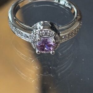 Elegant Silver and Purple Gemstone Ring